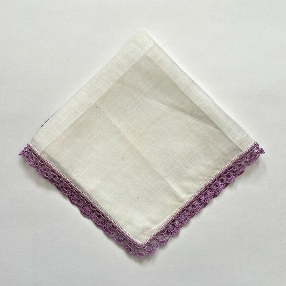 Linen Crochet Lace Bridesmaid Handkerchief Wedding Cottage Core Granny Vintage - Picture 1 of 4